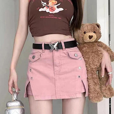 Summer Dopamine Girl Wear Denim Skirt